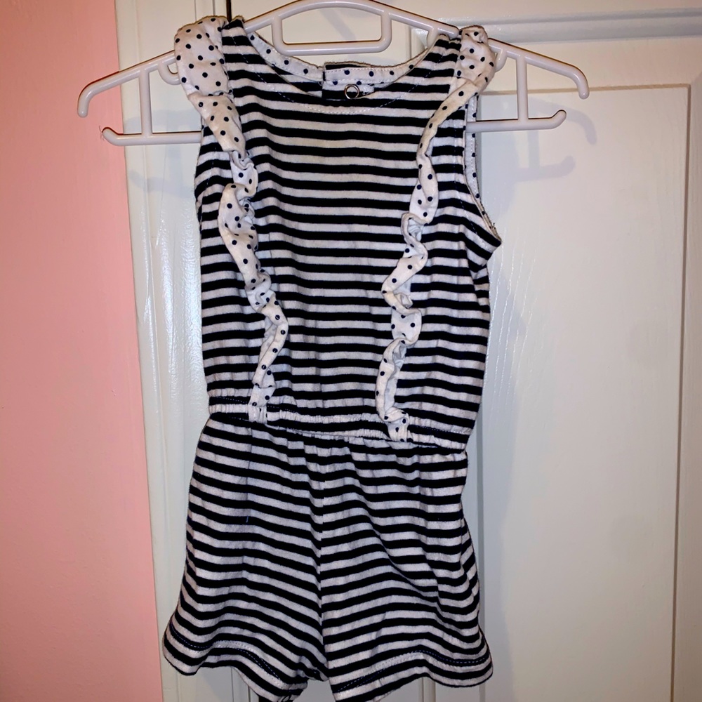 Carters navy and white striped romper
